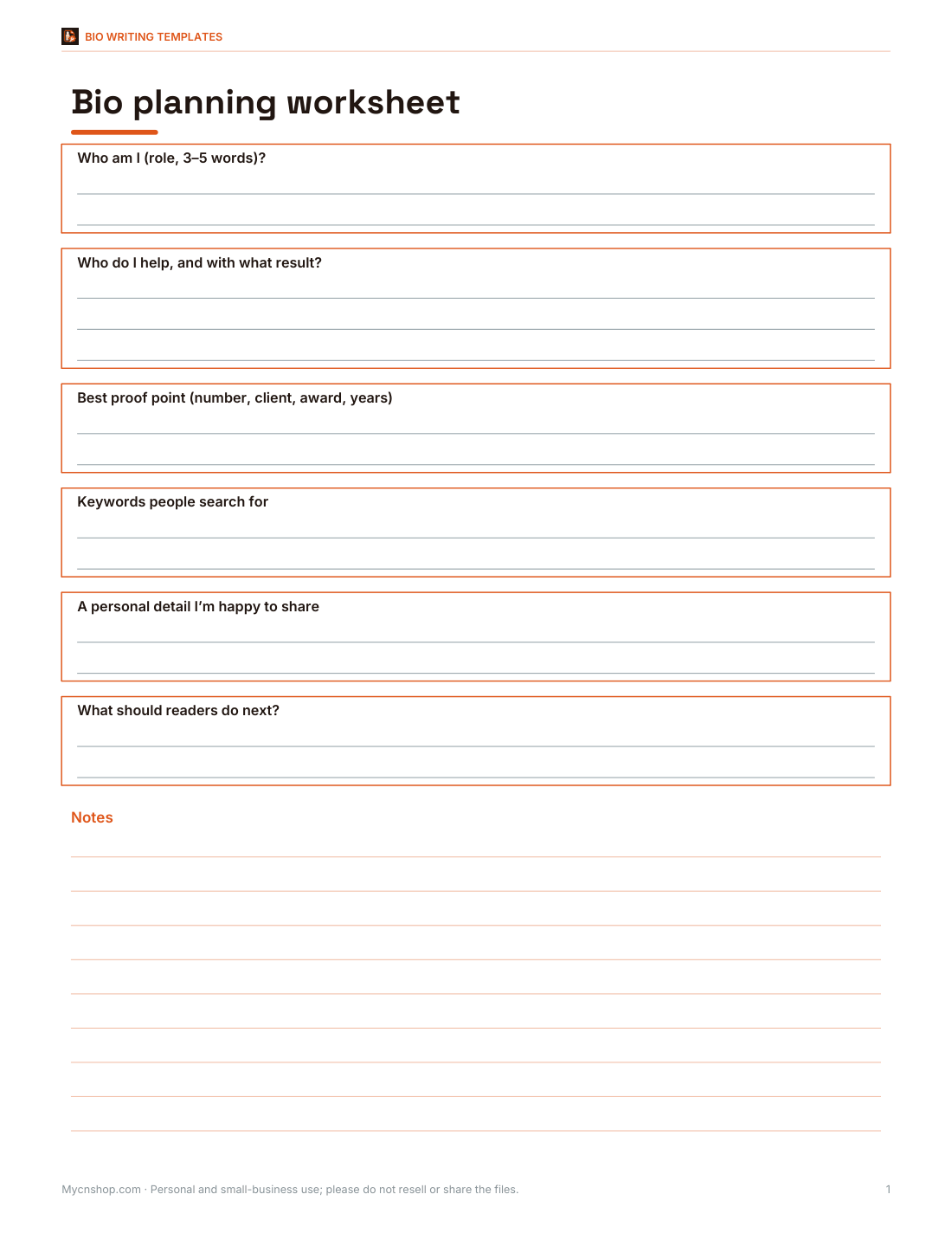 Preview of the first page of Planning worksheet (DOCX/PDF)